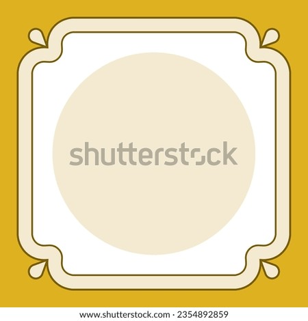 Retro square empty photo frame. Vector vintage yellow background or a photographic portrait picture framing with a beautiful border