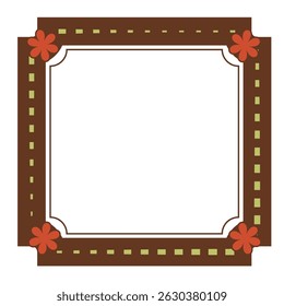 Retro Square Frame with Flower Corners