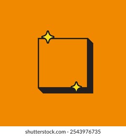 Retro Square Icon 1 1. Element or Assets with Orange Vintage Color. High Quality Vector Icon. Editable Vector
