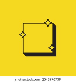 Retro Square Icon 1 1. Element or Assets with Yellow Vintage Color. High Quality Vector Icon. Editable Vector
