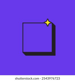 Retro Square Icon or Element or Assets with Blue neon Color. High Quality Vector Icon. Editable Vector