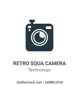 Retro squared camera glyph icon vector on white background. Flat vector retro squared camera icon symbol sign from modern technology collection for mobile concept and web apps design.