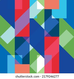Retro Squares and Geometric Colored Shadow Shapes Pattern Background. Vector, EPS.