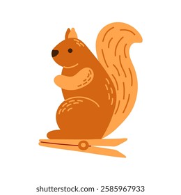 Retro squirrel, fir tree toy.Vintage Christmas bauble ornament . Xmas holiday decor