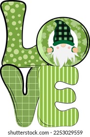 Retro St Patrick’s Day Gnome. It can be used on T-Shirt, labels, icons, Sweater, Jumper, Hoodie, Mug, Sticker,
