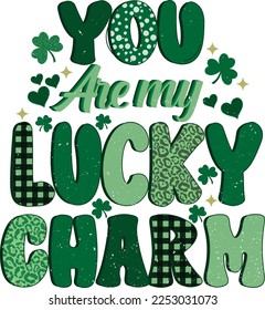 Retro St Patrick’s Day. You Are My Lucky Charm.
It can be used on T-Shirt, labels, icons, Sweater, Jumper, Hoodie, Mug, Sticker,