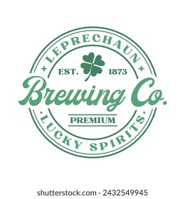 Retro St. Patrick's Day Leprechaun Brewing Co Lucky Spirits