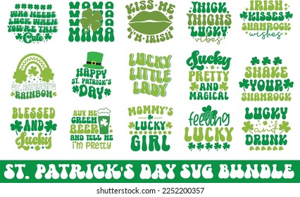 Retro St Patrick's svg png bundle Have Lucky Day Vibes Howdy Pinch smiley Wee bit Irish Kiss Shamrock St Paddys Day Svg Shirt Designs