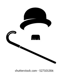 Retro, stage, gentleman, actor disguise icon set. Vector art.