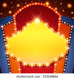 Retro stage shining banner background. Vector illustration