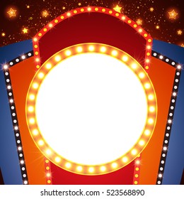 Retro stage shining banner background. Vector illustration
