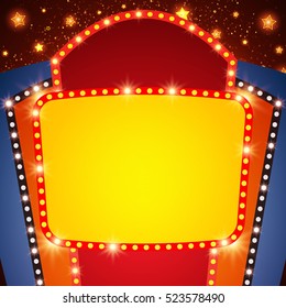 Retro stage shining banner background. Vector illustration