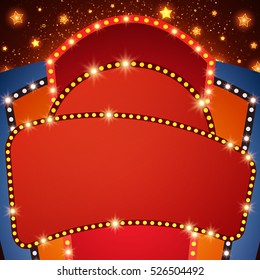 Retro stage shining banner background. Vector illustration