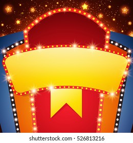 Retro stage shining banner background. Vector illustration
