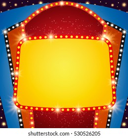 Retro stage shining banner background. Vector illustration