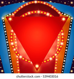 Retro stage shining banner background. Vector illustration