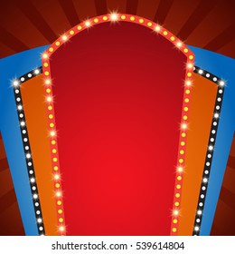 Retro stage shining banner background. Vector illustration