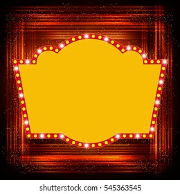 Retro stage shining banner background. Vector illustration