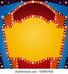 Retro stage shining banner background. Vector illustration
