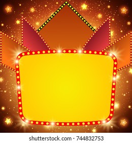 Retro stage shining banner background. Vector illustration