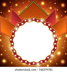 Retro stage shining banner background. Vector illustration