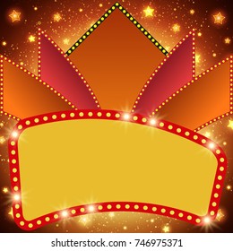 Retro stage shining banner background. Vector illustration