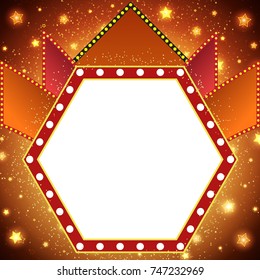 Retro stage shining banner background. Vector illustration