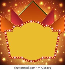 Retro stage shining banner background. Vector illustration