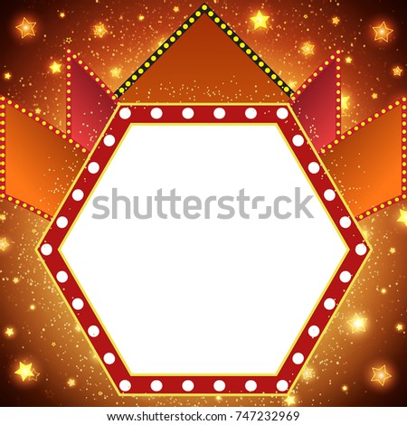 Retro stage shining banner background. Vector illustration