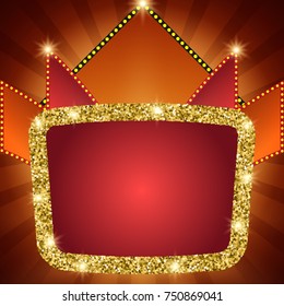Retro stage shining sparkle banner background. Vector illustration