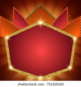 Retro stage shining sparkle banner background. Vector illustration