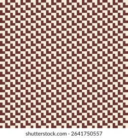 Retro staircase illusion pattern in brown and beige. Seamless geometric background with optical depth