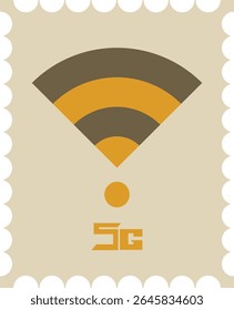 Ícone de carimbo retrô com símbolo de sinal Wi-Fi