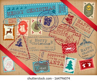 Retro stamps for Christmas holidays.