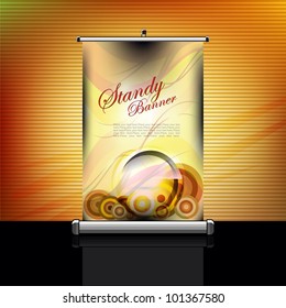 A retro stand banner template design vector illustration with brown color background.