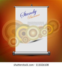a retro stand banner template design vector illustration with brown color background.