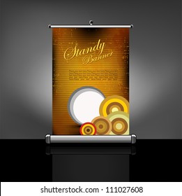 A retro stand banner template design vector illustration with grey color background.