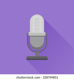 Retro stand microphone flat icon