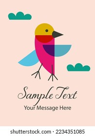 Retro Standing Abstract Bird Vector Card Background