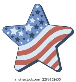 Retro Star in American Flag style design. Design for celebrating 4th of july Independence Day of USA