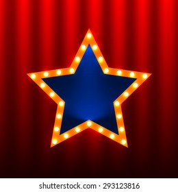 retro star banners on the red curtain background