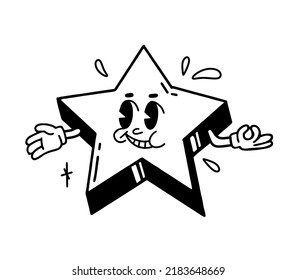 The retro star is a character from cartoons of the 30s. Vintage comic smile vector 