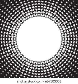 A retro star style circle halftone background. vector illustration.