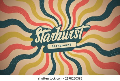 Retro starburst background with retro texture and text word starburst as an example