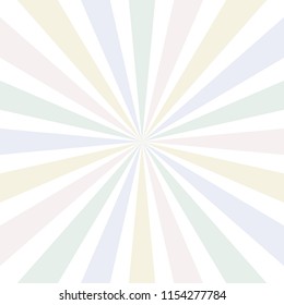 retro starburst or sunburst background vector pattern with a vintage pastel color palette of blue pink green and  yellow in a radial striped design