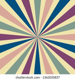 retro starburst or sunburst background vector pattern in pink blue green purple and light yellow