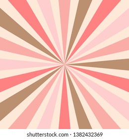 retro starburst or sunburst background vector pattern in soft shades of pink beige and light brown, pretty vintage color palette in abstract classic design