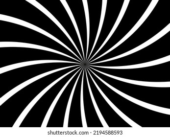 Retro starburst, sunburst effect, black curvy stripes. Background for posters, cards, montage, collage or banners.