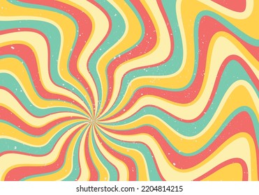 Retro starburst, sunburst groovy background vector pattern and textured, vintage autumn color palette