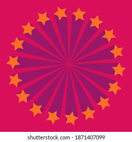 Retro stars on a circle fun digital vector art.